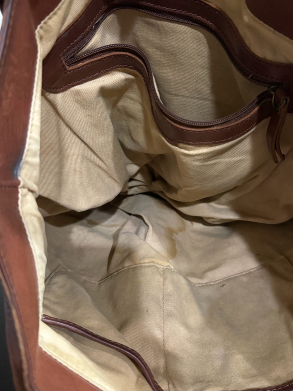 Lucky Brand Cognac Brown Leather hobo Shoulder Bag with tassels - Picture 4 of 10